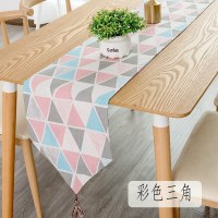 北欧桌旗 棉麻家用桌布电视柜长桌旗欧式茶几现代简约轻 彩色三角 30*140cm(适合80-100cm左右桌子茶几柜子)