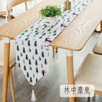 北欧桌旗 棉麻家用桌布电视柜长桌旗欧式茶几现代简约 林中麋鹿 30*200cm(适合140-160cm左右桌子茶桌柜子)