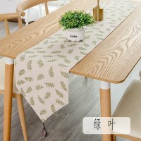 北欧桌旗 棉麻家用桌布电视柜长桌旗欧式茶几现代简约轻奢 绿叶 30*240cm(适合180-200cm左右桌子茶桌柜子)
