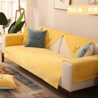 家柏饰(CORATED)沙发垫 四季通用防滑沙发巾盖布北欧简约加厚 沙发套全包套罩 雪尼尔非凡亮黄 90*210cm