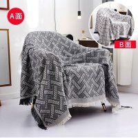 家柏饰(CORATED)北欧双面全盖沙发布沙发巾沙发毯布单沙发套罩沙发垫盖布 深灰T格[双面] 180*340cm