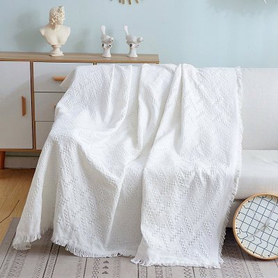 家柏饰(CORATED)北欧双面全盖沙发布沙发巾沙发毯布单沙发套罩沙发垫盖布 米白T格 230*250cm