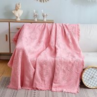 家柏饰(CORATED)北欧双面全盖沙发布沙发巾沙发毯布单沙发套罩沙发垫盖布 胭脂粉菱形格 130*180cm