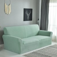 弹力沙发套卍能套四季沙发垫现代简约客厅沙发罩防尘保护罩通用 甜心绿 S码[单人位90-140cm]