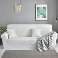 家柏饰(CORATED)弹力沙发套卍能套四季沙发垫现代简约客厅沙发罩防尘保护罩通用 雪域白 [150-190cm]右贵妃