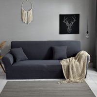 弹力沙发套卍能套四季沙发垫现代简约客厅沙发罩防尘保护罩通用 麦卡灰 M码[双人位140-185cm]