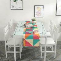 家柏饰(CORATED)简约S风棉麻布艺茶几电视柜客厅餐桌布盖巾床尾旗桌旗 彩色几何 定制每米价格