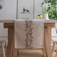 家柏饰(CORATED)田园S风棉麻布艺茶几电视柜长条客厅餐厅餐桌布盖巾桌旗 花簇桌旗 35*160cm
