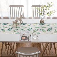 家柏饰(CORATED)北欧S风棉麻布艺茶几电视柜客厅餐桌布盖巾床尾旗桌旗 飘叶桌旗 35*220cm