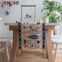 家柏饰(CORATED)北欧S风棉麻布艺茶几电视柜长条客厅餐厅餐桌布盖巾桌旗 多彩鱼桌旗 35*160cm