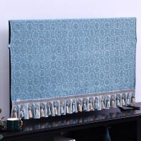 欧式电视机罩布防尘罩新款55寸65寸液晶电视罩套简约现代布艺 竖格蓝色电视罩 32英寸(宽77*高48)