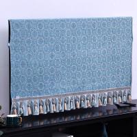 欧式电视机罩布防尘罩新款55寸65寸液晶电视罩套简约现代布艺 竖格蓝色电视罩 40-43英寸(宽100*高59)