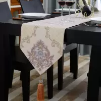欧式桌巾布艺餐桌装饰布长条简欧家用鞋柜电视柜桌布茶几禅意桌旗 黎曼菲-紫花桌旗 桌旗32*160cm