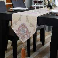 欧式桌巾布艺餐桌装饰布长条简欧家用鞋柜电视柜桌布茶几禅意桌旗 黎曼菲-紫花桌旗 桌旗32*180cm
