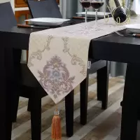 欧式桌巾布艺餐桌装饰布长条简欧家用鞋柜电视柜桌布茶几禅意桌旗 黎曼菲-紫花桌旗 桌旗32*240cm