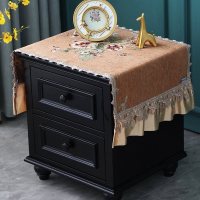 欧式床头柜布盖布卧室搭布防尘罩大喜庆结婚装饰布长方形罩套 语晨咖色床头柜 40*60cm(尺寸不含花边)