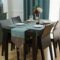 欧式餐桌桌旗茶几餐垫装饰布桌巾电视柜西餐桌棉麻隔热垫碗垫鞋柜 桌旗蓝拼咖蓝尖 桌旗32*180CM