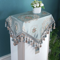 欧式空调套防尘罩立式保护罩布艺开机不取柜式柜机内机室内正方形 花柒-蓝色 90*90cm(含吊穗10CM每边)