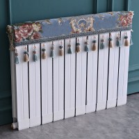 欧式暖气片罩装饰罩子布艺防尘套老式遮挡盖布遮挡帘保护套 流光四溢蓝色 长度160cm*厚度10cm*高度(含穗)20cm