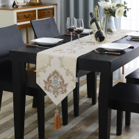 欧式提花桌旗电视柜鞋柜茶几餐桌玄关旗长条桌旗布长条盖布可定做 黎曼菲-咖色花 桌旗32*220cm
