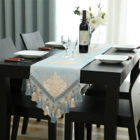 家柏饰(CORATED)欧式桌旗布艺餐桌装饰布美式电视柜斗柜鞋柜桌布茶几流苏长条 绣丽角花(多穗) 桌旗32*220cm