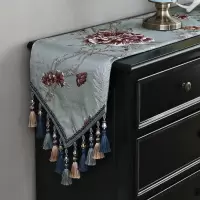 家柏饰(CORATED)欧式桌旗五斗柜餐边柜鞋柜装饰布长条布长方形新中式餐桌茶几 雪莉尔蓝色 桌旗32*220cm