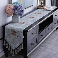 家柏饰(CORATED)欧式电视柜桌布鞋柜布盖巾茶几装饰布长条餐桌五斗柜桌旗布艺家用 舒曼尔—蓝色 32*200cm