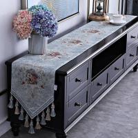 家柏饰(CORATED)欧式电视柜桌布鞋柜布盖巾茶几装饰布长条餐桌五斗柜桌旗布艺家用 舒曼尔—蓝色 32*220cm