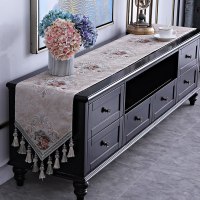 家柏饰(CORATED)欧式电视柜桌布鞋柜布盖巾茶几装饰布长条餐桌五斗柜桌旗布艺家用 舒曼尔—咖色 32*220cm