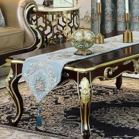 家柏饰(CORATED)欧式茶几桌旗餐桌装饰布长条长方形桌布布艺茶台沙发几电视柜 花柒蓝色桌旗 32*200cm