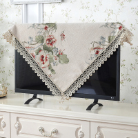 欧式电视机盖布蕾丝防尘罩套布电视帘液晶帘挂式5 语晨小花边-米色 150*150cm(75-85寸电视机可用)方桌也可用