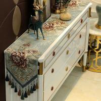 家柏饰(CORATED)欧式五斗柜桌旗餐边柜鞋柜电视柜装饰条桌巾餐桌巾桌布床轻奢 巧颜-蓝色红花纹 32*180cm