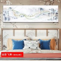 现代床头横版一整幅装饰画卧室背景墙免 金影飞舞(银色边框) 50*100cm晶瓷画(晶瓷工艺+金属框)统一发金色边框(需