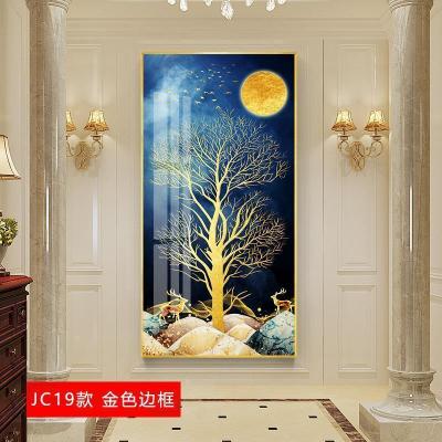 入户玄关装饰晶瓷画风水过道壁画进 jc19(金色边框) 40*80cm晶瓷画(晶瓷工艺+金属框)单幅价格[铝合金边框