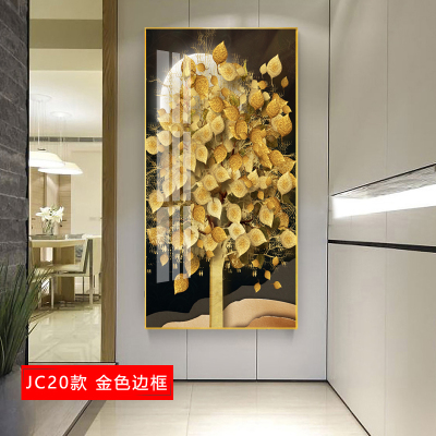 入户玄关装饰晶瓷画风水过道壁画进 jc20(金色边框) 40*80cm晶瓷画(晶瓷工艺+金属框)单幅价格[铝合金边框