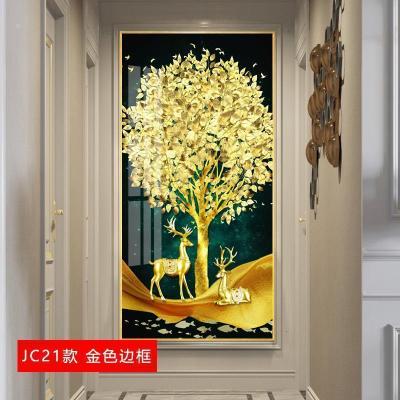 入户玄关装饰晶瓷画风水过道壁画进 jc21(金色边框) 50*100cm晶瓷画(晶瓷工艺+金属框)单幅价格[铝合金边