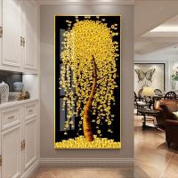 入户玄关装饰晶瓷画风水过道壁画进 jc22(金色边框) 40*80cm晶瓷画(晶瓷工艺+金属框)单幅价格[铝合金边框