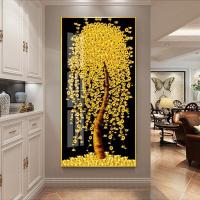 入户玄关装饰晶瓷画风水过道壁画进 jc22(金色边框) 75*150cm晶瓷画(晶瓷工艺+金属框)单幅价格[铝合金边