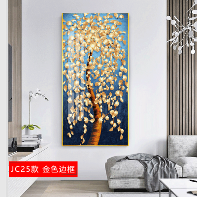 入户玄关装饰晶瓷画风水过道壁画进 jc25(金色边框) 40*80cm晶瓷画(晶瓷工艺+金属框)单幅价格[铝合金边框