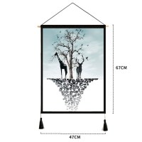 家柏饰(CORATED)挂布 背景布风客厅装饰挂画民宿宿舍卧室床头北欧墙布挂毯 两只鹿 宽47cm*高67cm