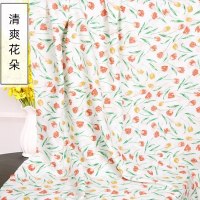 家柏饰(CORATED)人造棉布料服装面料棉麻成人印花夏薄款旗袍裙子连衣裙泡泡棉布料 清爽花朵(1米价)