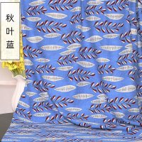 家柏饰(CORATED)人造棉布料服装面料棉麻成人印花夏薄款旗袍裙子连衣裙泡泡棉布料 秋叶蓝(1米价)