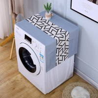 遮盖巾棉麻冰箱罩防水盖布单双开冰箱巾洗衣机防尘罩微波炉罩 简约-美好 60*150cm(冰箱滚筒洗衣机)