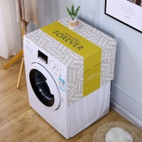 遮盖巾棉麻冰箱罩防水盖布单双开冰箱巾洗衣机防尘罩微波炉罩 简约-向往 60*150cm(冰箱滚筒洗衣机)