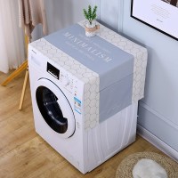 遮盖巾棉麻冰箱罩防水盖布单双开冰箱巾洗衣机防尘罩微波炉罩 蜂巢-灰 40*170cm(电视柜餐边柜鞋柜)