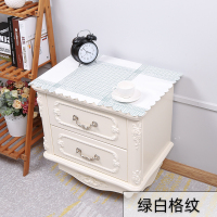 家柏饰(CORATED)床头柜盖布防水防油免洗北欧家用防尘罩套卧室床头盖巾冰箱防尘布 绿白格纹 50*50cm