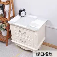 家柏饰(CORATED)床头柜盖布防水防油免洗北欧家用防尘罩套卧室床头盖巾冰箱防尘布 绿白格纹 50*50cm