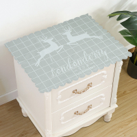 家柏饰(CORATED)床头柜盖布防水防油免洗北欧家用防尘罩套卧室床头盖巾冰箱防尘布 灰格双麋鹿 40*50cm