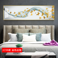 发财鹿客厅叠加装饰画现代简约沙发背景 jc98(金色边框) 40×80cm晶瓷画(晶瓷工艺+金属框)统一发金色边框(需换