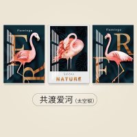 北欧风格装饰画客厅现代简约三联画轻奢沙 共渡爱河(太空银) 30*50cm三联套装(建议2米以下沙发)摩登黑[铝合金框]